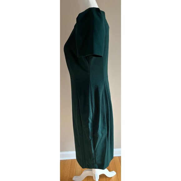 Calvin Klein NWT Puff Sleeve Midi Sheath Career Cocktail Dress Dark Green Size 8 - Picture 6 of 12